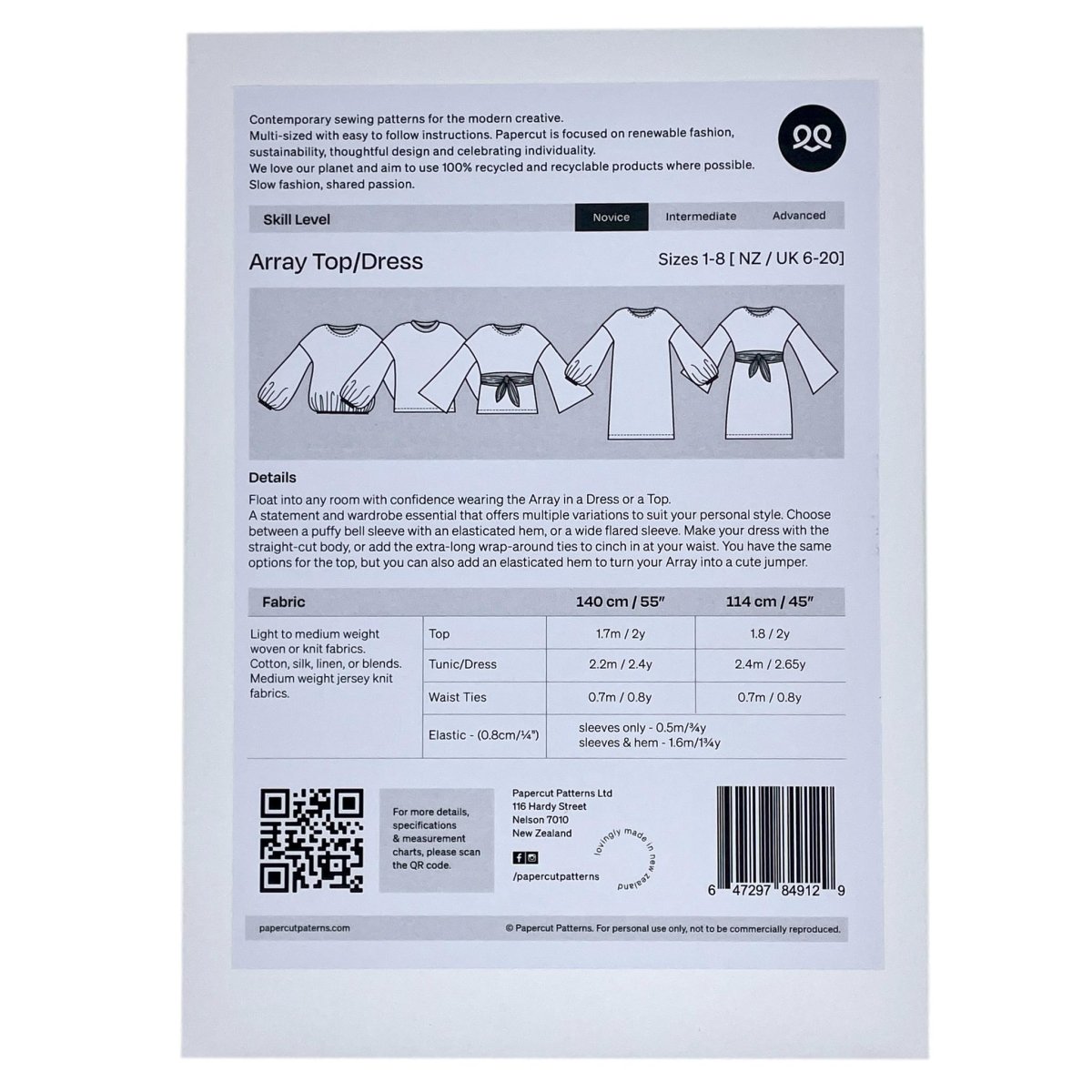 Papercut Patterns - Array Top/Dress - Sewing Gem