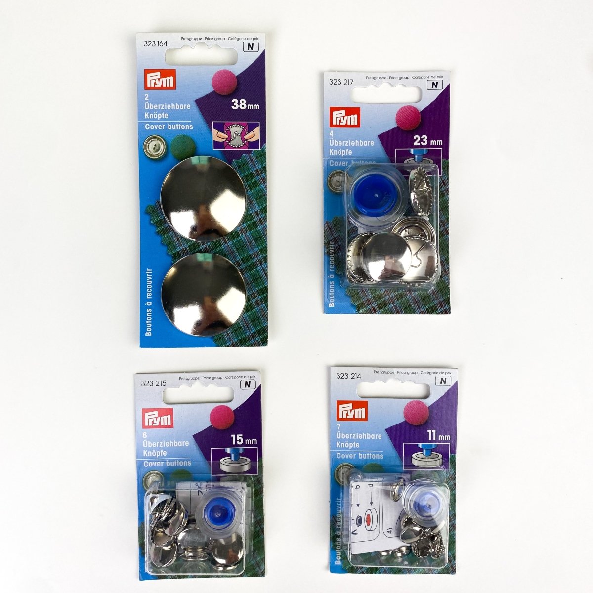 Prym - Cover Buttons - Silver - 4 sizes - Sewing Gem