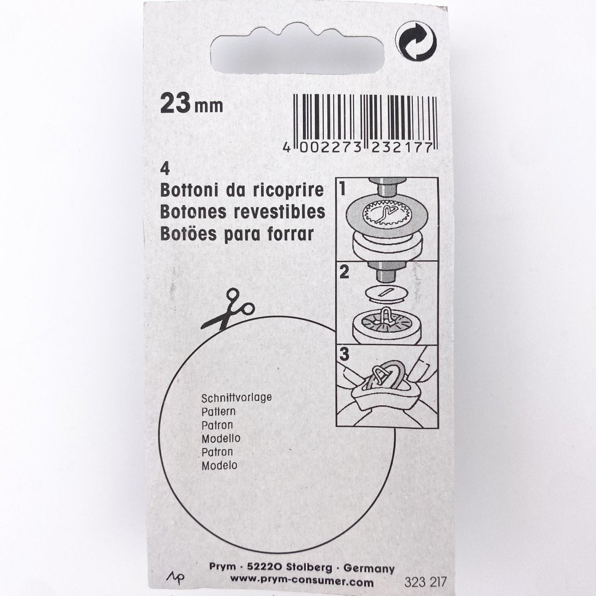 Prym - Cover Buttons - Silver - 4 sizes - Sewing Gem