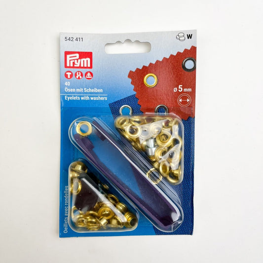 Prym - Eyelets with Washers - Gold Brass - Sewing Gem