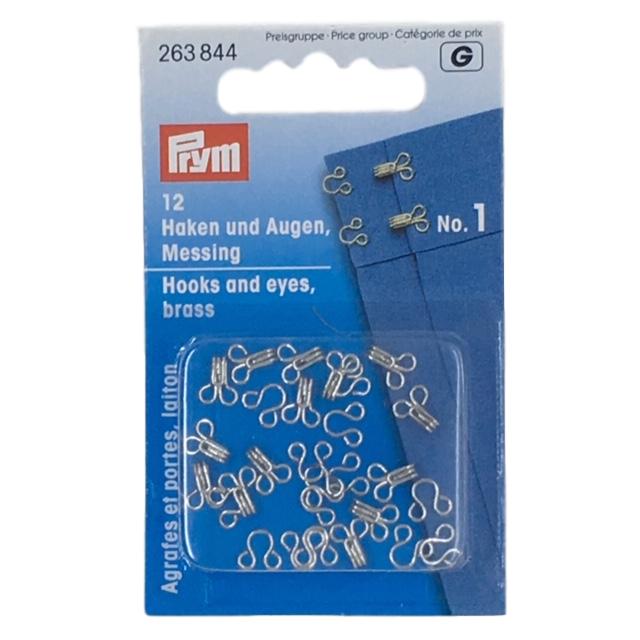 Prym - Hook and Eyes - Silver Brass - 3 sizes - Sewing Gem