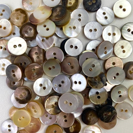 Sewing Gem - 2 Hole Assorted Shell Buttons - 10mm - Two Colours Available - Sewing Gem