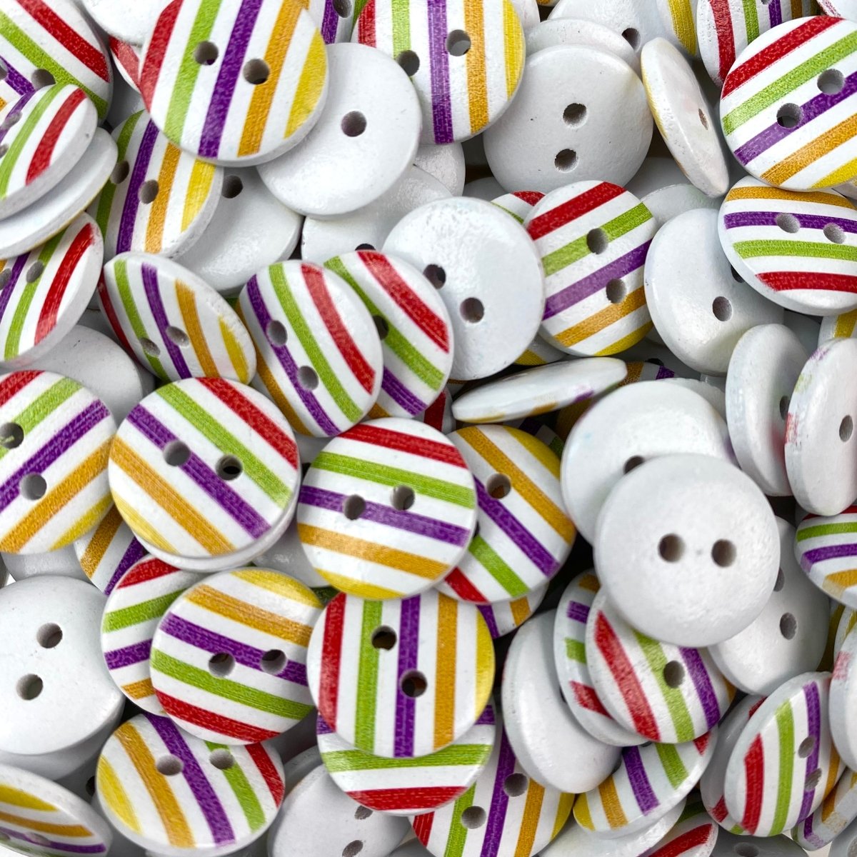 Sewing Gem - 2 Hole, Printed, Striped, Wooden Button - 15mm - multiple colours available - Sewing Gem