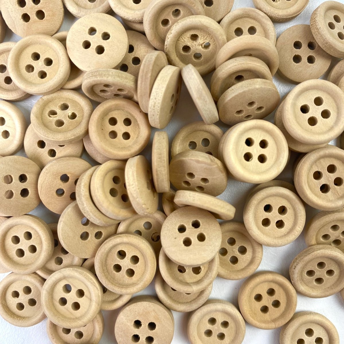 Sewing Gem - 4 Hole Natural Wooden Button - Multiple Sizes - Sewing Gem