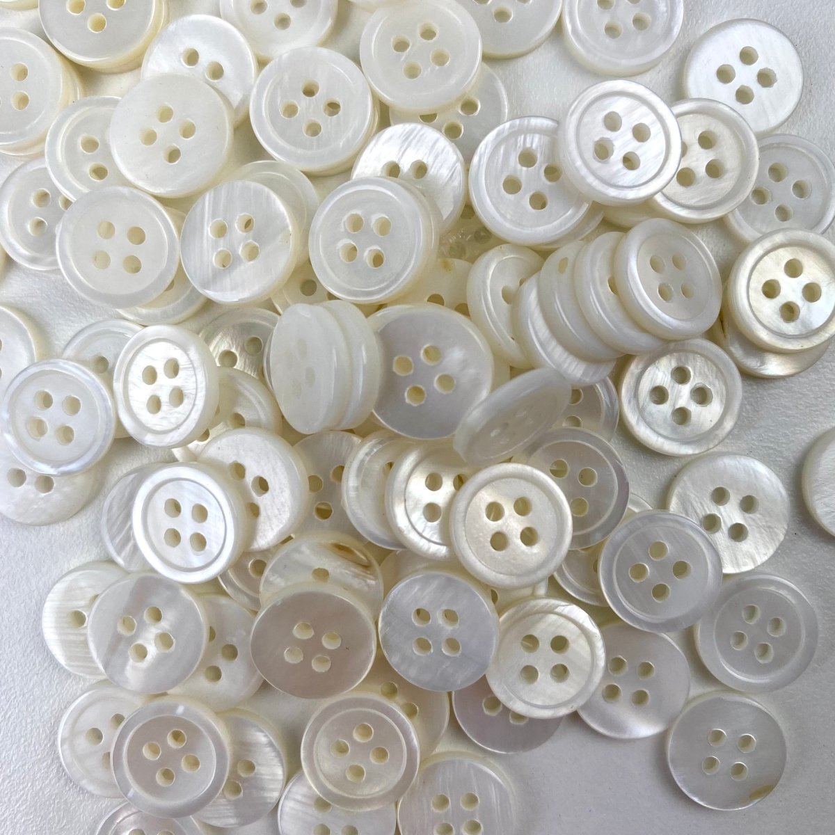 Sewing Gem - 4 Hole White Pearl Buttons - 11.5mm - Sewing Gem