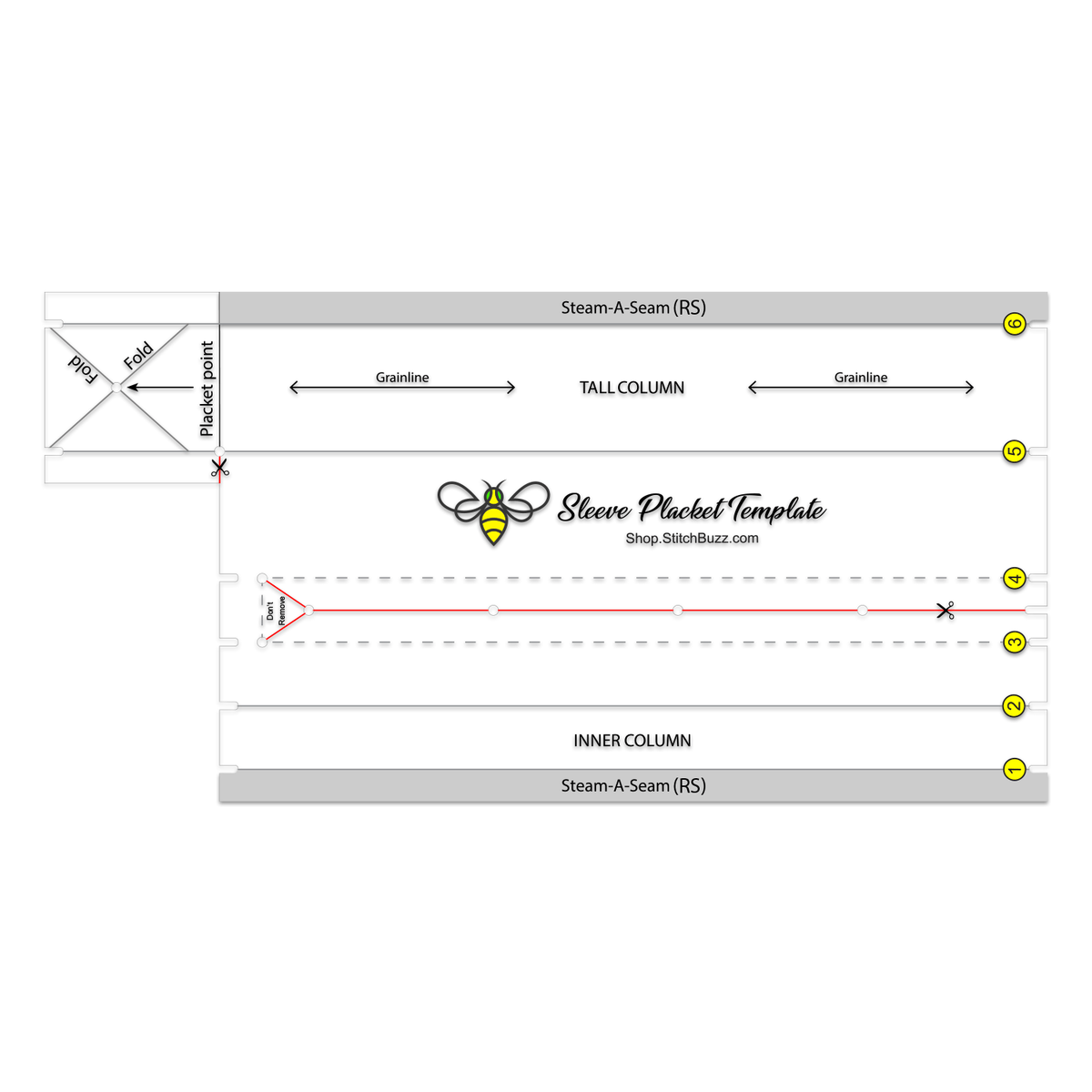 Stitch Buzz Sleeve Placket Template Sewing Gem