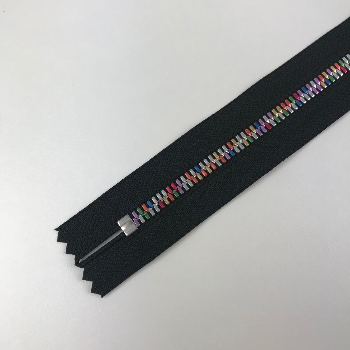 YKK Zipper - Exposed Metal Teeth - Rainbow - 56cm (22") - Sewing Gem